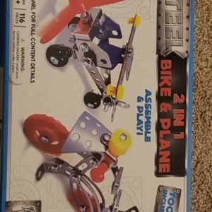 2 in 1 Metal Building Kit - Bike And plane buildin